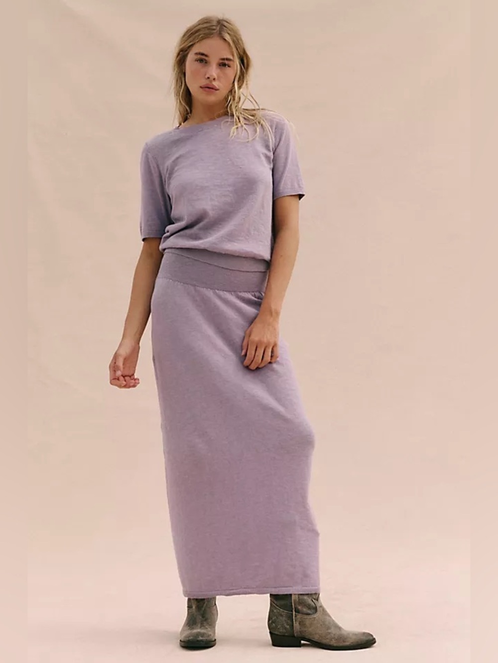 Free People Isabella Sweater Skirt Set - Cool Lavender